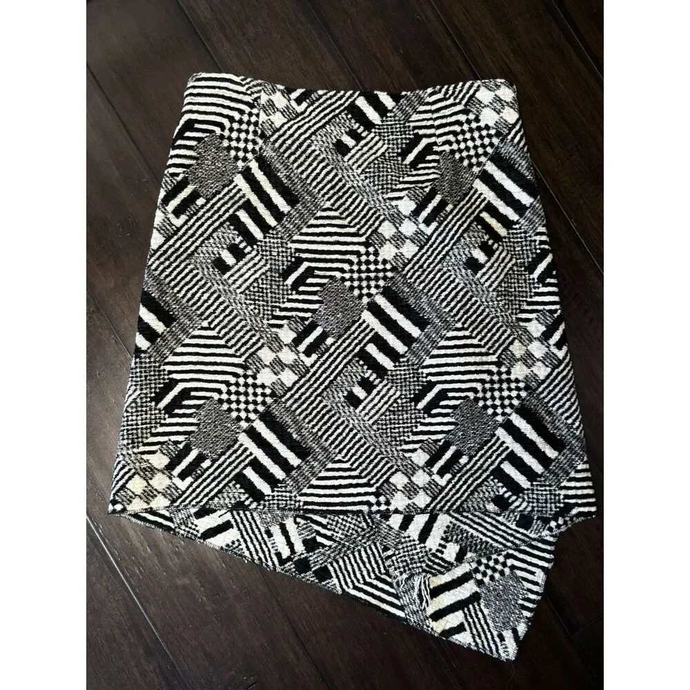 Desigual x Christian Lacroix Geometric Asymmetrical Wrap Skirt Black White